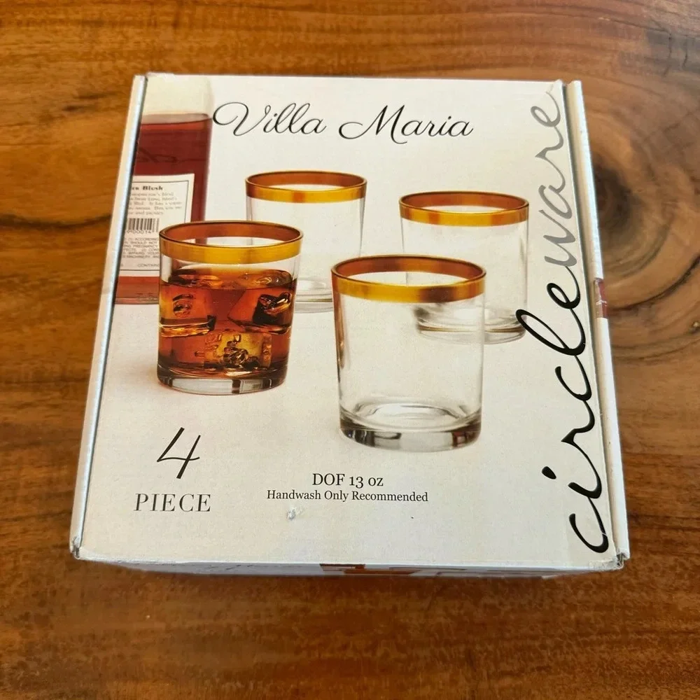 NWT Gold Rim 13oz Highball Glasses Set of 4